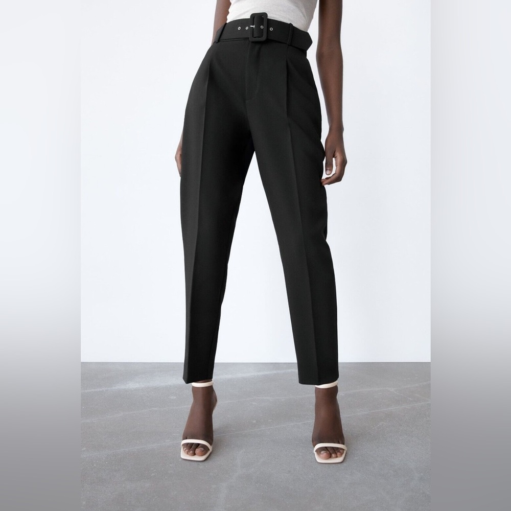 Zara high waisted belt pants